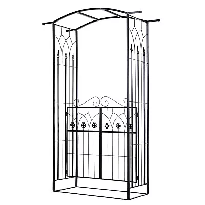 Outsunny Garden Entrance Arch Bench Outdoor Patio Rose Trellis Climbing Plant • £82.99