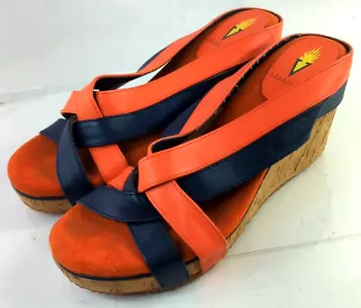 Volatile Women’s Vulcan Sandals Platform Size 9 Navy Orange Auburn War Eagle! • $33.99