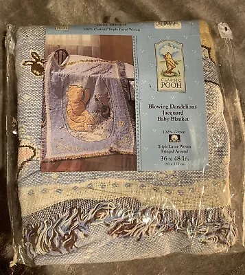 Classic Winnie The Pooh Baby Jacquard Blanket “Blowing Dandelions” • $40