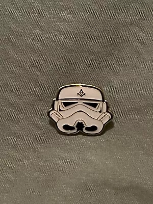 Master Mason Robotic Helmet Square Compass Lapel Pin White Trooper  NEW! • $9.95