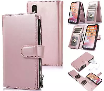 Zte Blade A3 2020 Multifunction Pu Leather Wallet Case 10 Cards Zip Rose Gold • $15.50