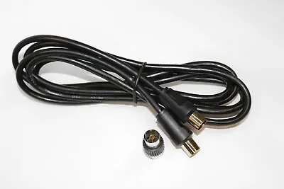 2m RF Fly Lead Coaxial Aerial Cable Digital TV Male To M Extension BLACK Ariel • £2.57