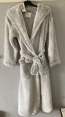 M&S Ladies Duvet Days Long Sleeve Hooded Grey Mix Dressing Gown - Size: XS- BNWT • £16.99