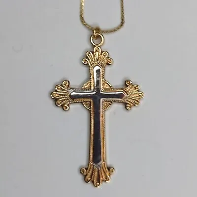 Vintage ~ PPC 14K Gold Filled Cross / Crucifix Necklace ~ 16  GF Chain • $19.99