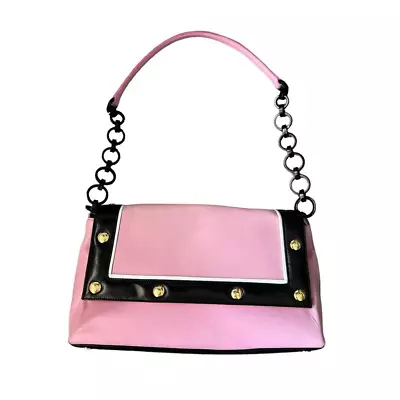 St. John Vintage Leather Pink/Black Shoulder Bag • $150