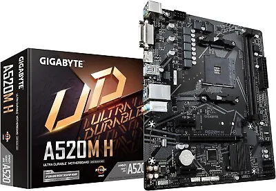 Gigabyte A520M H Motherboard - Supports AMD Ryzen 5000 Series AM4 CPUs 4+3 Ph • £65.99