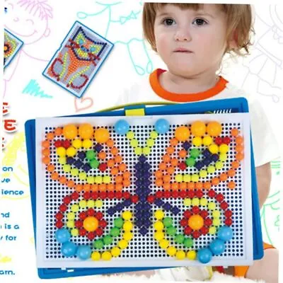 Pegboard Peg Board Jigsaw Mosaic Puzzle Toys Mushroom Nails Children For Age 3+ • $6.99