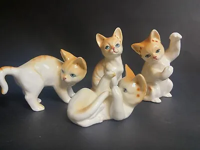 Vintage Enesco Lot Of 4 Orange Tabby Cat Kitty Figurines Taiwan Porcelain READ • $14.99