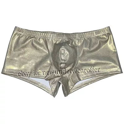 Mens Shiny Metallic Boxer Underwear Soft Boxer Briefs Bulge Pouch Bottoms Trunks • $8.79