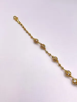 22ct Solid Gold Bracelet With Diamond Cut Beads | Length - 7 1/2” Inches • £520