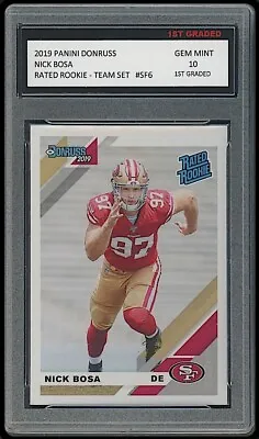 Nick Bosa 2019 Panini Donruss 1st Graded 10 NFL Rated Rookie Card RC 49ers • $31.49