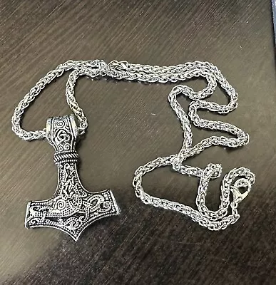 Thors Hammer Pendant And Necklace Mjölnir • $12