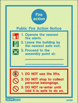 £14.62 • Buy (5478) Fire Action Notice Sign