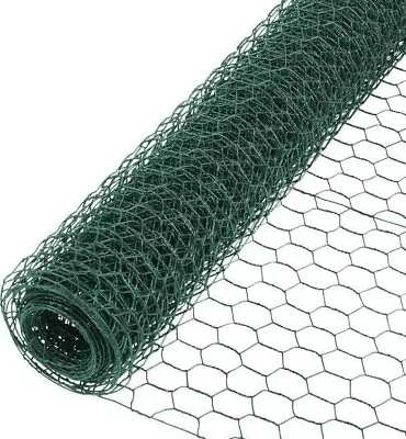 Chicken Wire Mesh 10m Roll Green Fencing PVC Coated 0.9m 25mm Galvanised Netting • £14.79