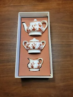 NIB Coalport 5 Piece Miniature Tea Set Red Indian Tree Bone China  • $75