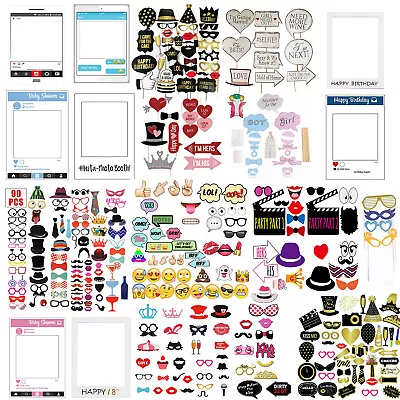 $9.13 • Buy Party Props Photo Booth Moustache Hat Lips Birthday Baby Shower Wedding Frame