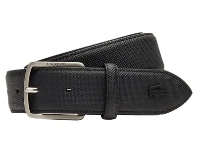 LACOSTE Dark Shadow Black Pique 44   110cm PVC BELT Mens NEW RC4009 Genuine  • £39