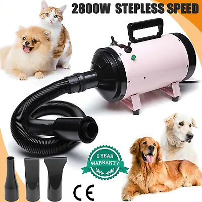 £62.30 • Buy 2800W Pet Hair Dryer Dog Cat Grooming Adjustable Hairdryer Blower Blaster Heater