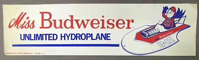 Circa 1970 MISS BUDWEISER BUD MAN Unused 15  Bumper Sticker Hydroplane Boat B1 • $29.99