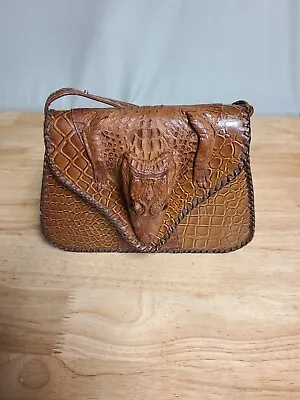 Vintage Mid-Century  Baby Alligator Genuine Gator Leather Purse Bag. Read Descr. • $80