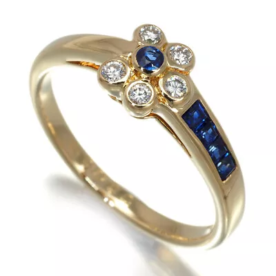 Auth MOUAWAD Ring Sapphire 0.18ct Diamond 0.10ct US5 18K 750 Yellow Gold  • $597.58