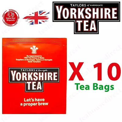 10 X Yorkshire Tea Bags - Individual Enveloped Tagged Tea Bags Black Tea • £2.09