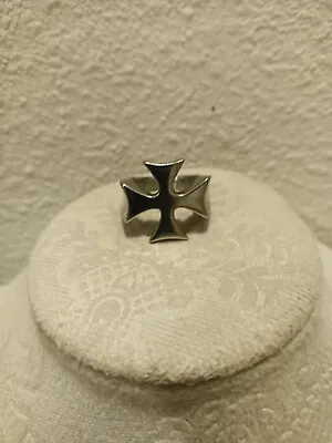 Maltese Cross Ring Mens Stainless Steel Knights Templar Band Size 8 • $15