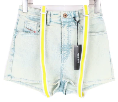 $52.40 • Buy DIESEL DE-BER Women W26 Yellow Suspenders Short Denim Shorts