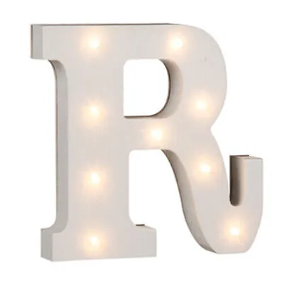 16cm Illuminated Wooden Letter R With 9 Led Sign Message Decor Party Home Gift • £2.99