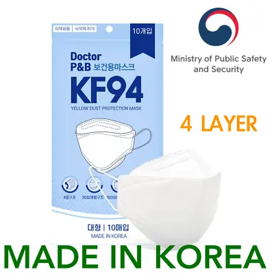 10x KF94 White Adult Face Mask Protective 4 Layer 3D Filter Made In Korea K-94 • $33