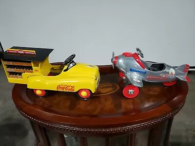 Vintage Coke Ken Kovach Xonex Pressed Steel Pedal Car Plane Toy Lot • $150