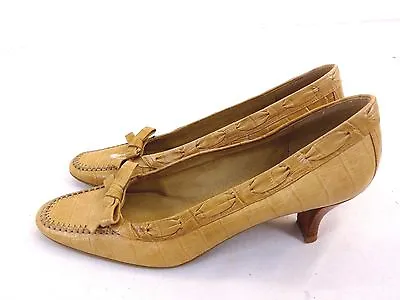 Sws Womens Tan Reptile Print Leather Loafers Size 7.5 N • $39.99