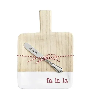 MUD PIE Square FA LA LA Christmas Wooden Serving Appetizer Board & Spreader New • $20