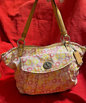 COACH Leah Signature Op Art Muti-color CC Shopper Tote Bag  #13142 Spring Colors • $29.99