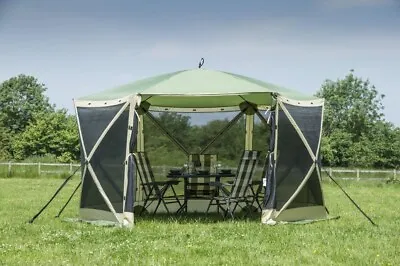 Quest Screen House 6 Sided Gazebo + FREE 1 Pair Side Blinds Garden Camping VW • £299.95