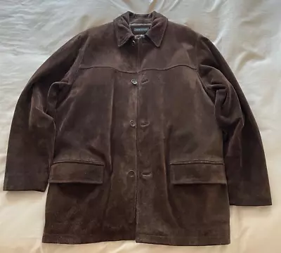 BANANA REPUBLIC Suede Men's Jacket Size Small Brown Chocolate Suede Leather Coat • $50