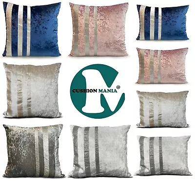 £5.99 • Buy Cushions Covers Velvet Crushed Or Filled Cushions Glitter Stripe Silver Grey