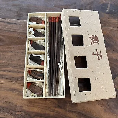 Vintage Japanese Chopsticks And Rests Set In Original Box • $125
