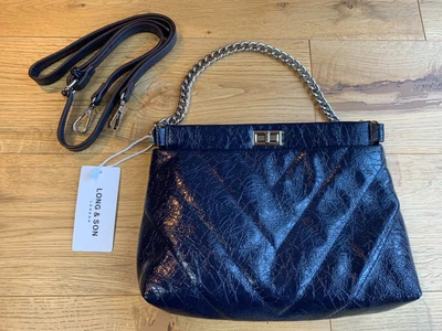 £20 • Buy New Long And Son London Ladies Cross Body Silver Chain Clutch Navy Bag RRP £50 
