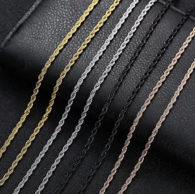 Mens Chain Necklace 3mm Gold Stainless Steel Titanium Steel Black Steel • $29.99