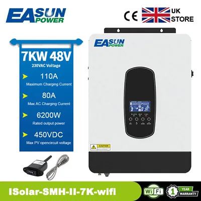 7KW Solar Off Grid Inverter 48V 110A MPPT Charge Controller 6200W 230V  Wifi • £415.09