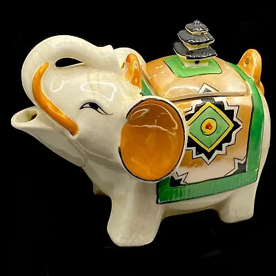 Vintage Hand Painted Porcelain Lusterware Elephant Teapot With Lid Made In Japan • $29