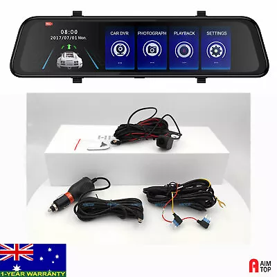 $137.99 • Buy 12  Touch Screen Rear View Mirror HD Car Dash Cam Reverse Camera W/ Hardwire Kit