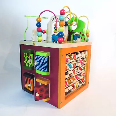 Zany Zoo Wooden Activity Cube Educational Preschool Learning Bead Maze Toy B You • $17.99