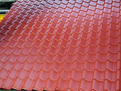 Tile Effect Roofing SheetsTerracotta PLASTISOL X .7mm.sheds Corrugated Steel • £4.72