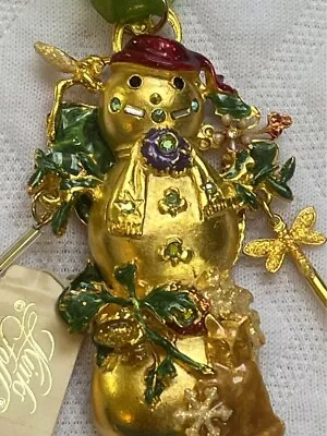 Vintage Kirks Folly Enamel Snowman Brooch Signed • $70