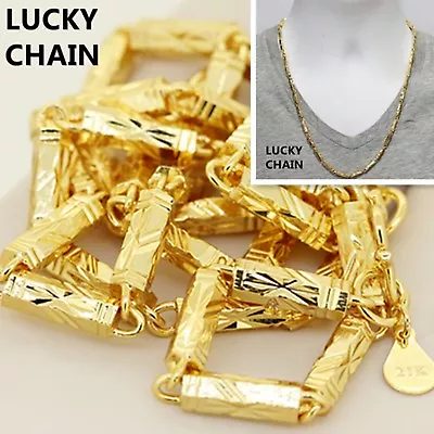 22K GOLD FILLED BULLET LINK CHAIN NECKLACE 24 X5mm 53g • $21.99