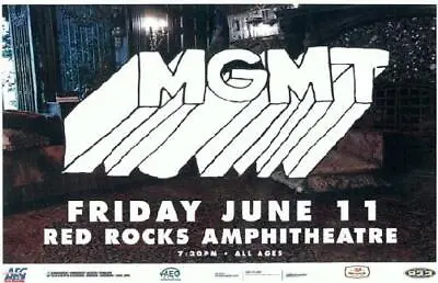 Mgmt Red Rocks 2010 Colorado Concert Poster  • $15