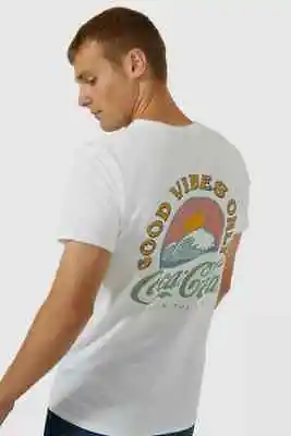 Coca-Cola 'Good Vibes Only' Print Slogan Mens T-Shirt Large • £8.99