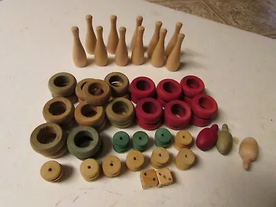 67 Vintage Carrom Board Game Pieces ALL WOOD Very Good 1940's • $19.99